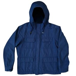 Uniqlo Mountain Parka Field Jacket Mens Size L Navy Blue Hooded Utility Hiking